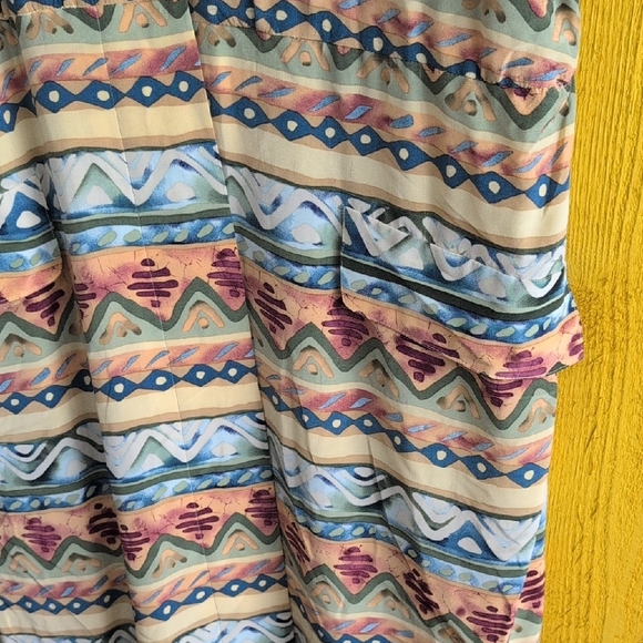 Maggy London Yellow and Blue Casual Dress with Button Down Style - Picture 3 of 4